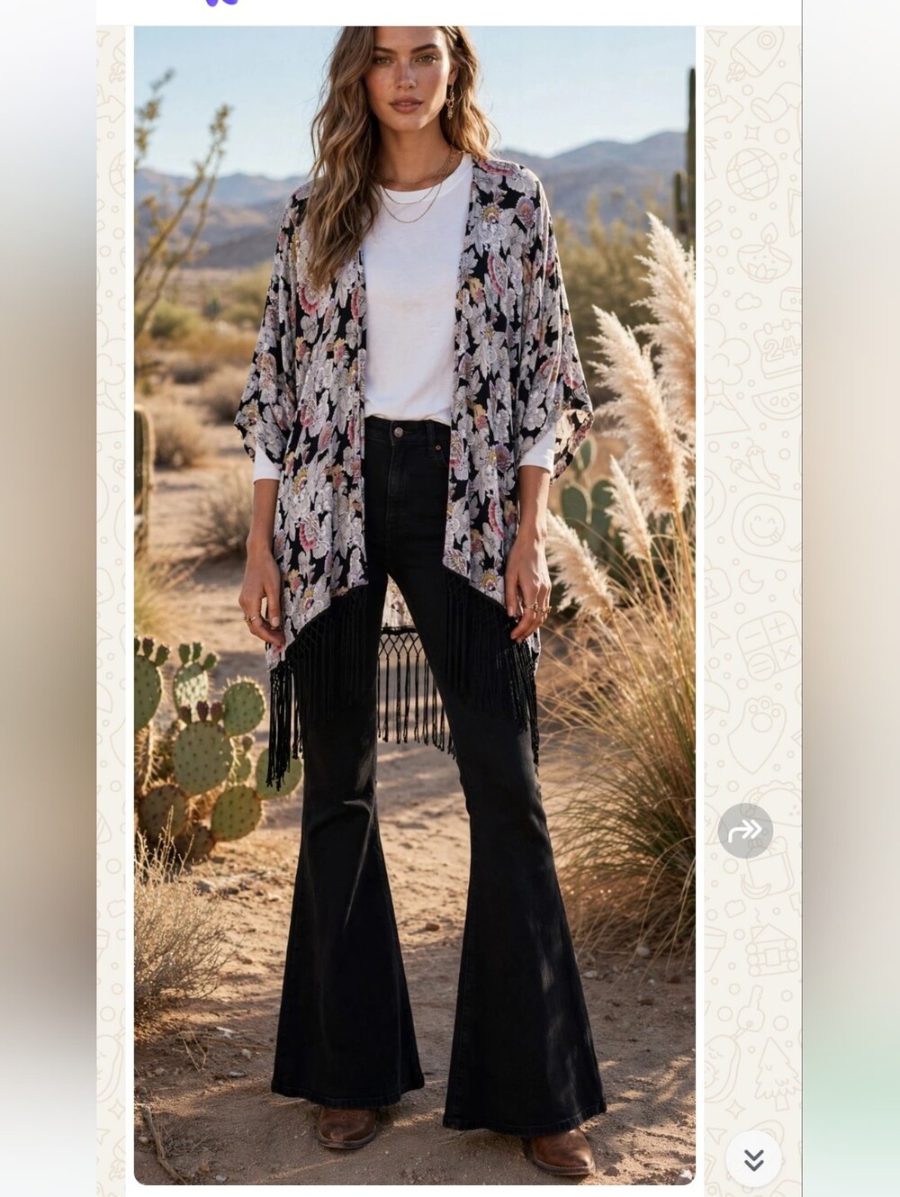 Fringe kimono